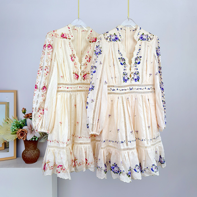 zimmermann patience deep v neck long sleeve mini dress